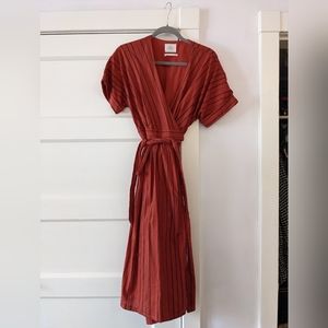 Urban Outfitters linen burnt orange wrap dress size S